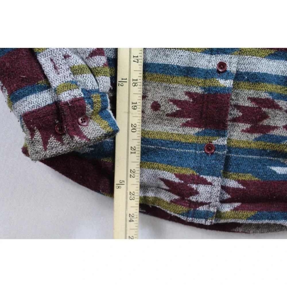 Mountain and Isles Men Blue Sweater Aztec Long Sleeve Collared Heavy Size Small